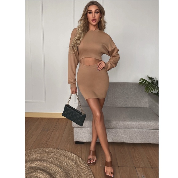 Camel Cut Out Waist Mini Dress - Picture 3 of 10